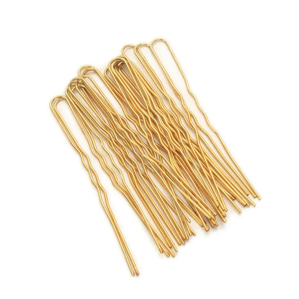 20PCS 5/7cm U Shaped Hairpin Gold Bridal Hairstyle Tool Alloy Gifts Barrette Hair Clips Bobby Pins M