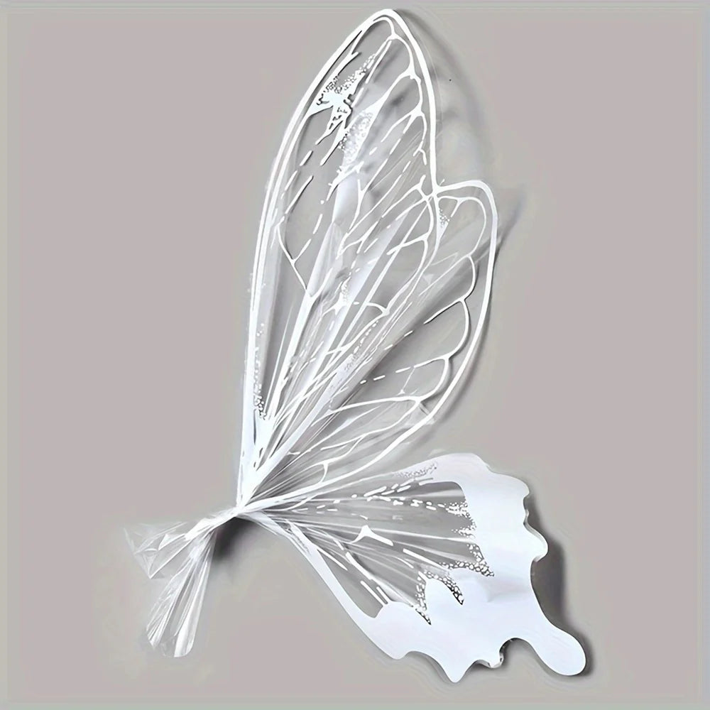 40pcs Transparent Crystal Butterfly Wrapping Paper | Floral Bouquet Packaging Material close-up view