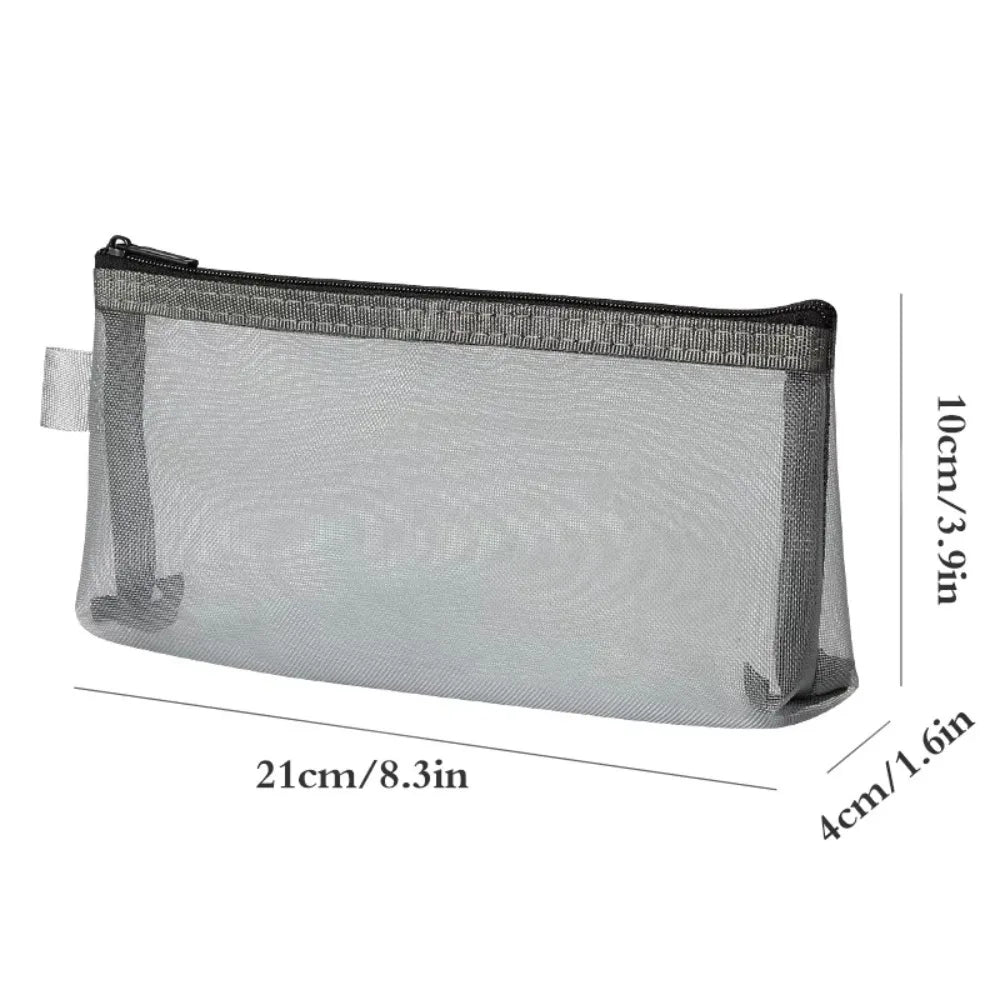 Clear Mesh Pencil Case Portable Stereoscopic Zipper Pouch Pen Box for Students alternate view