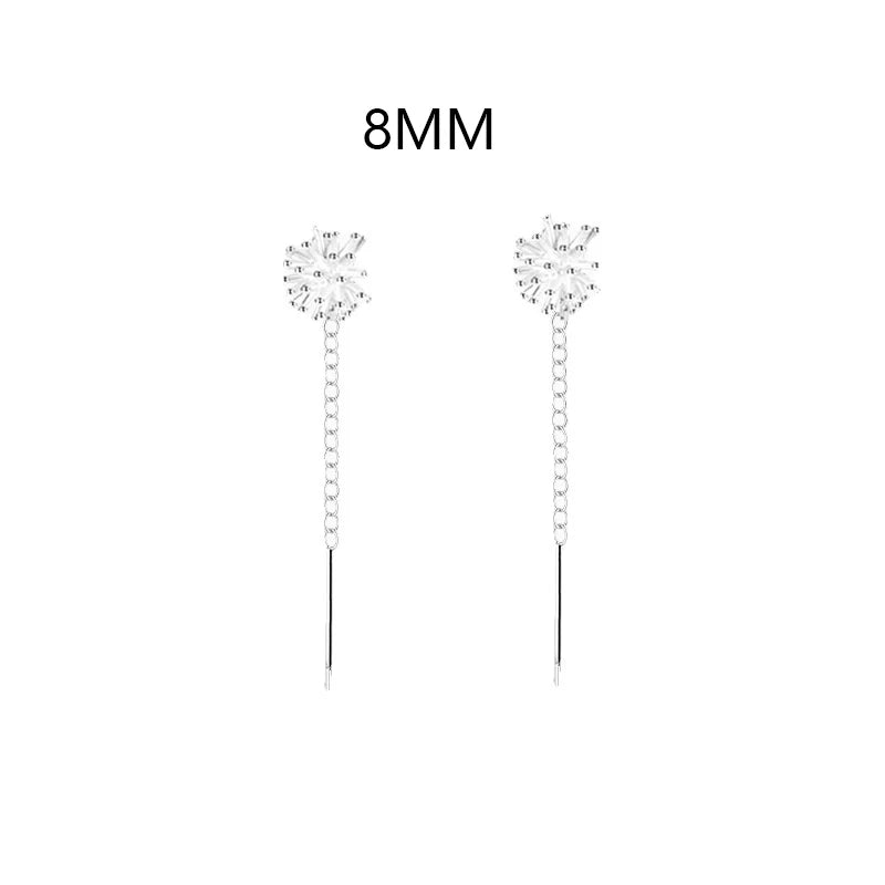 S925 Silver Dandelion Drop Earrings | Women's Trendy Chain Tassel Jewelry close-up view