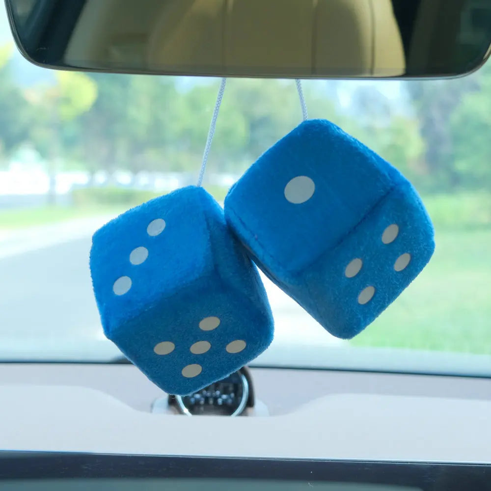 Plush Dice Car Pendant Cute Dice Jewelry Auto Rearview Mirror Hanging Ornament Car In alternate view