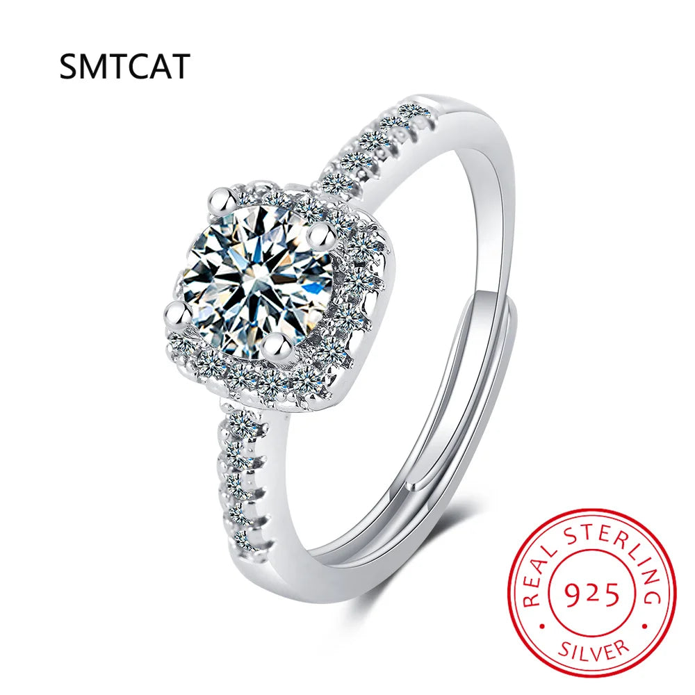 100% Moissanite Rings 1CT 2CT 3CT Brilliant Diamond Halo Engagement Rings For Women G alternate view
