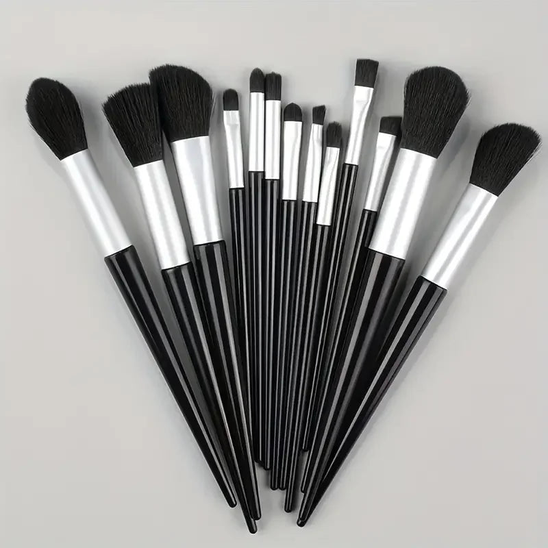 13-Piece Makeup Brush Set | Complete Eye Shadow, Concealer & Powder Brush Kit close-up view