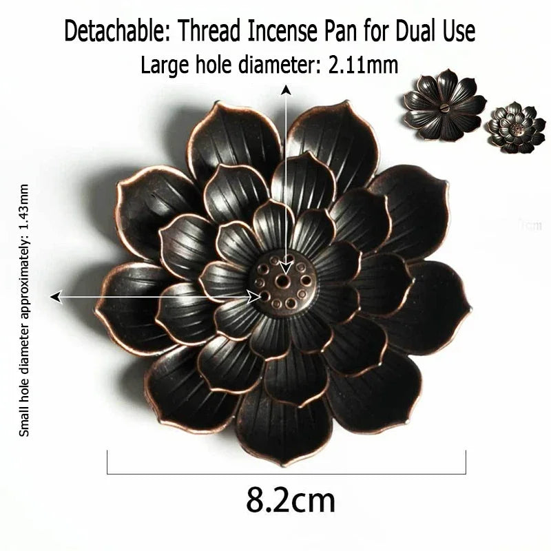 Lotus Flower Incense Burner | Metal Wax Melt Holder for Temple and Home alternate view