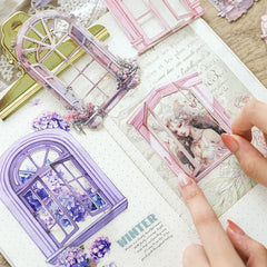 10-Piece Window Flower Paper Pack | Junk Journal Scrapbooking Collage Stickers detail view