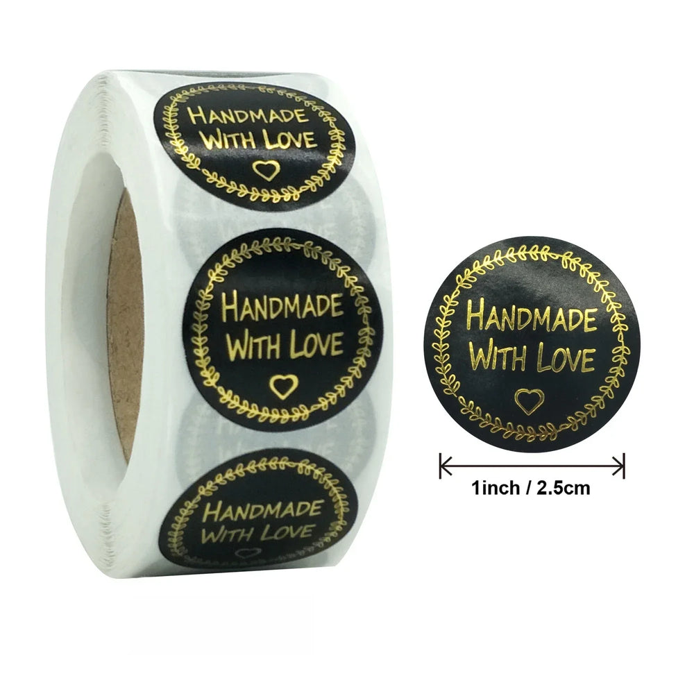 500pcs handmade with Love Stickers Baking label wedding sticker party label decoration close-up view