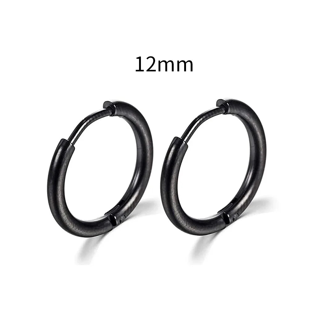 2022 New Simple Stainless Steel Small Hoop Earrings for Women Men Cartilage Ear Pierc lifestyle view