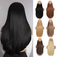 Fish line hair extension piece | 40cm 50cm 60cm straight and curly daily wear for women