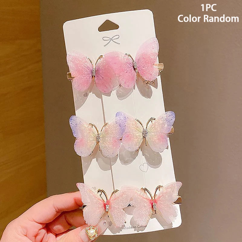 Random Colorful Butterfly Hairpins Girl Hair Clips Barrettes Women Sweet Hair Ornament Rainbow Headwear Fashion Hair Accessories