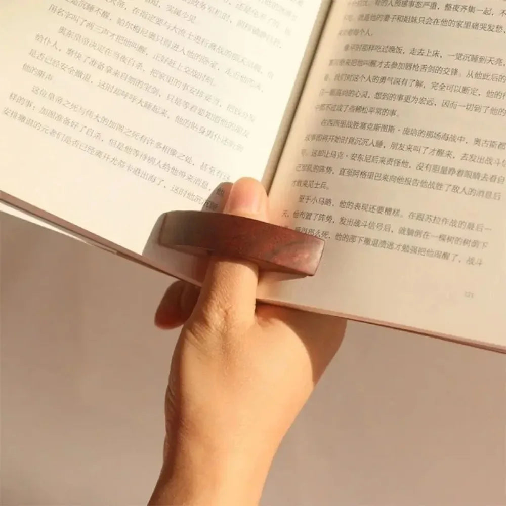 Solid Wood Thumb Book Support Book Page Holder Reading Finger Ring Page Clamp Conve additional angle