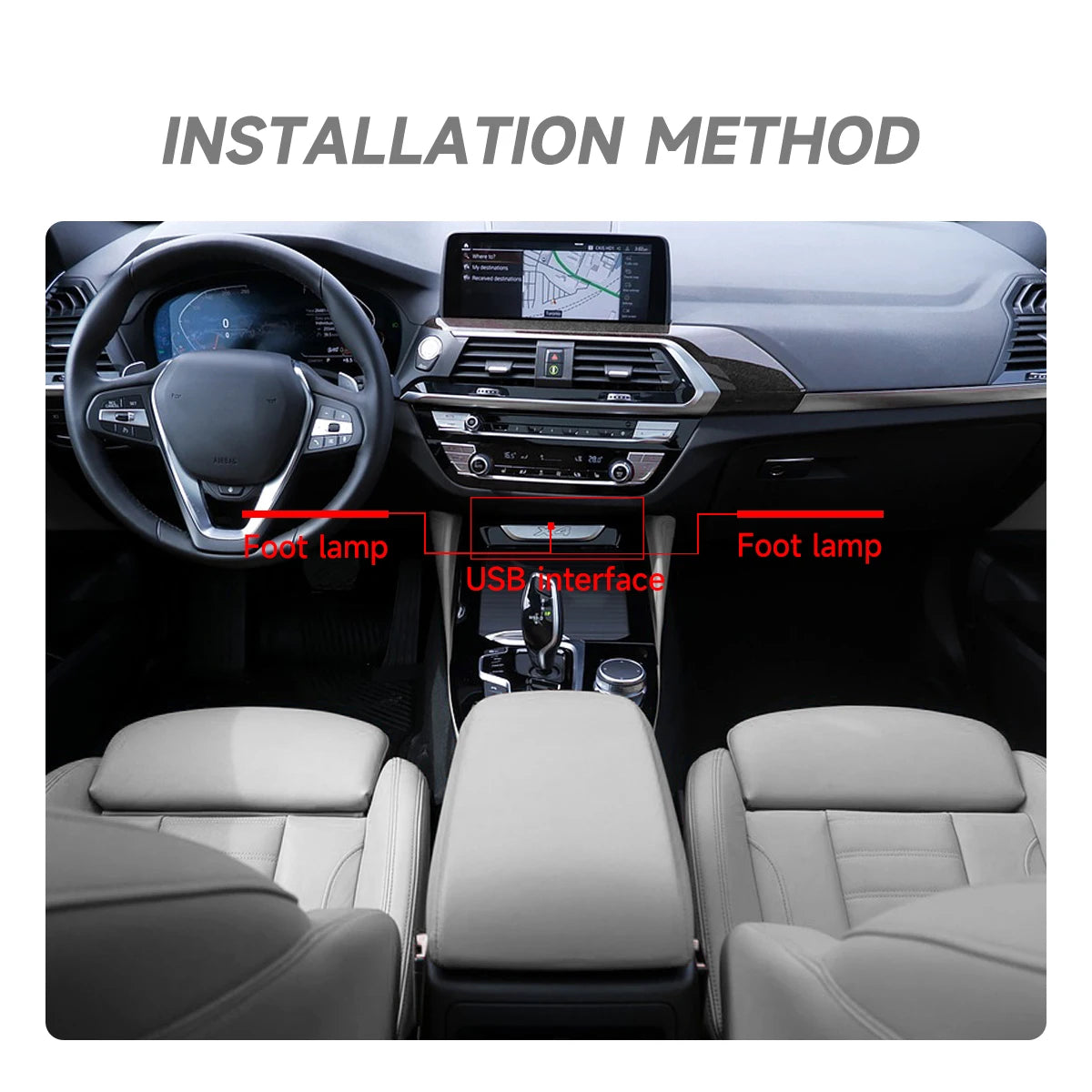 USB Car Interior LED Strip Light | 5V Ambient Lighting for Dash, Floor, Foot, Seat, D lifestyle view