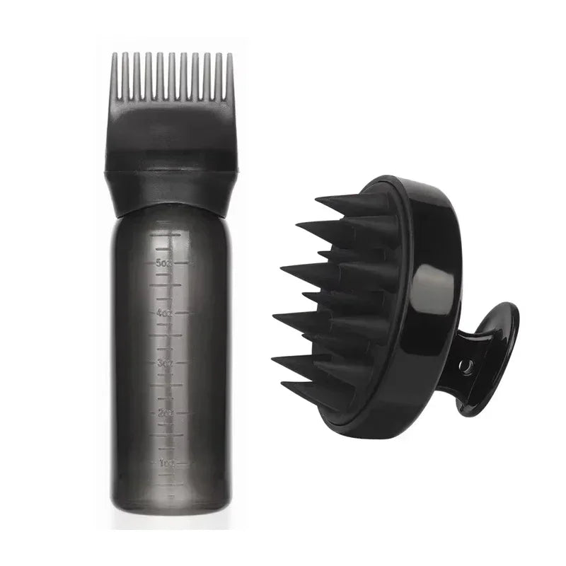 Silicone Shampoo Brush Head Scalp Massage Comb Hair Dye Tint Oil Applicator Bottle additional angle