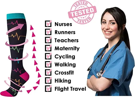 58 Styles Compression Socks Women Medical Nursing Stockings 20-30mmHg Edema Diabetes Varicose Veins Running Compression Socks