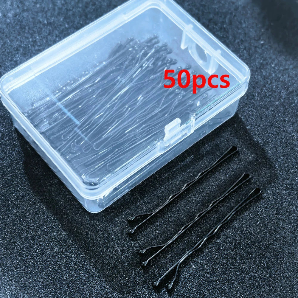 50pcs/Box Metal U Shaped Hair Clips Wedding Bridal Bobby Pins Alloy Waved Hairpins For close-up view