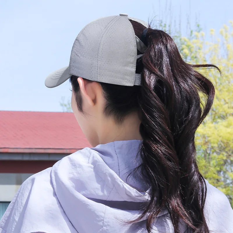 Women's High Ponytail Mesh Baseball Cap | Quick-Dry Breathable Sun Hat for Outdoor Sp alternate view