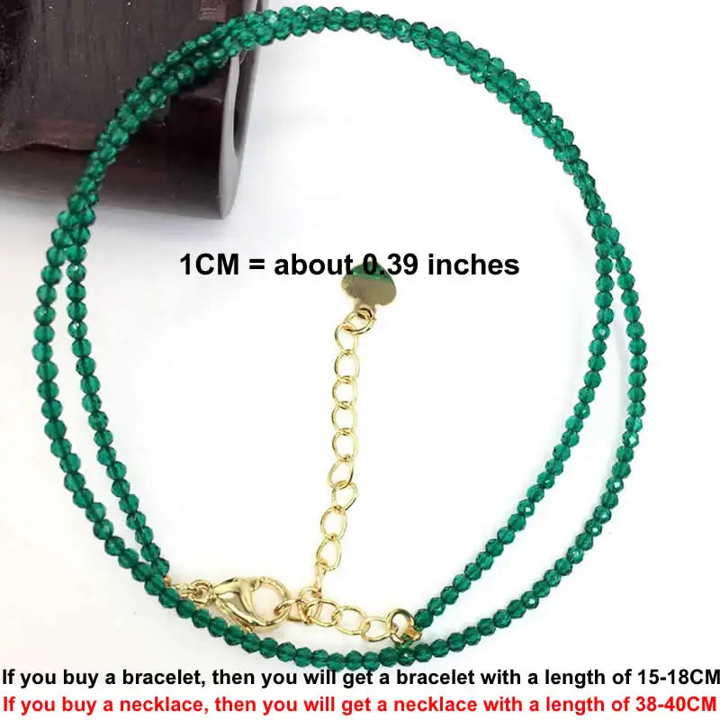 Faceted Gemstone Beaded Necklace and Bracelet Set | Natural Crystal Choker Jewelry for close-up view