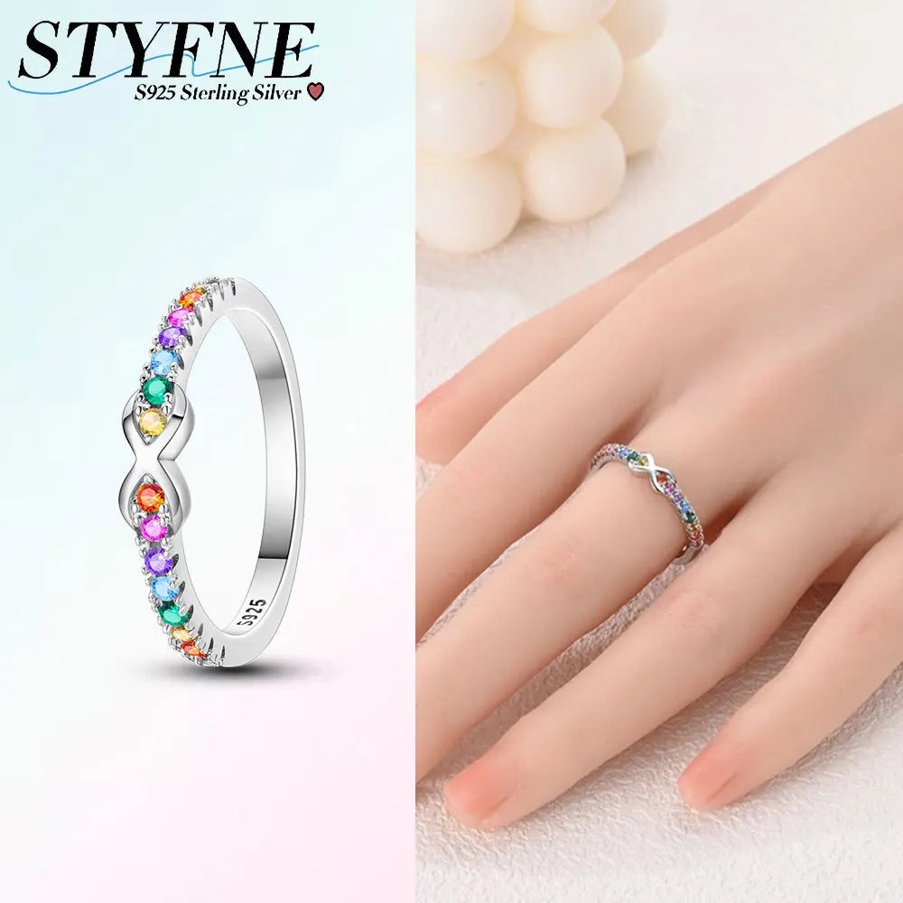 Original Romantic Heart-shaped White Zircon Shell Bowknot Rings 925 Sterling Silver additional angle