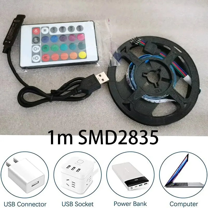 1m USB LED Strip Lights | RGB TV Backlight with Remote alternate view