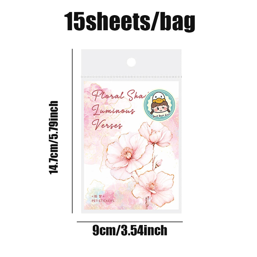 Mr Paper 45pcs Floral Landscaping Foil Stamping Stickers DIY Handbook Calendar Card additional angle