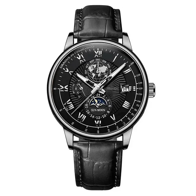 2026 Luxury Men's Sport Watch | Waterproof Luminous Leather Quartz Wristwatch close-up view