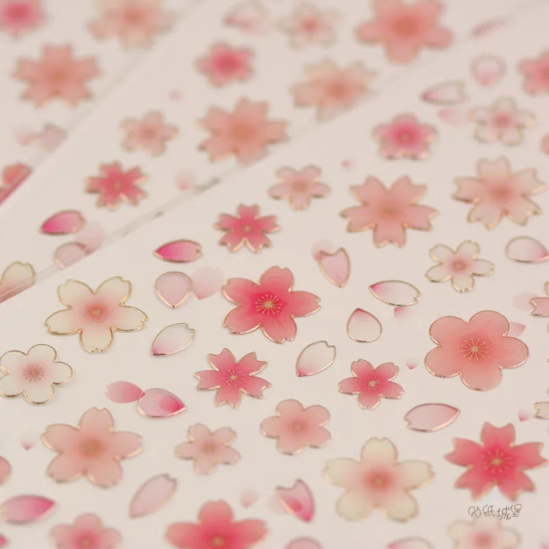 Korean Suatelier Cherry Blossom Petal Sakura Stickers Scrapbooking Diy Journaling Diar close-up view