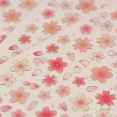 Korean Suatelier Cherry Blossom Petal Sakura Stickers Scrapbooking Diy Journaling Diar close-up view