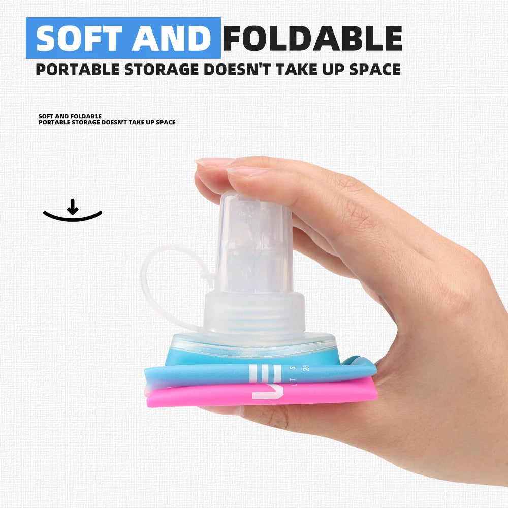 Sport Water Bottle TPU Folding Soft Flask Drink Portable Water Bottle High Flow Running detail view