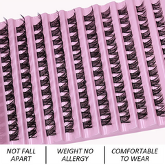 D Curl Mink Individual Cluster Lashes 120Pcs 8-16mm Mixed Size Full Volume Natural DIY close-up view