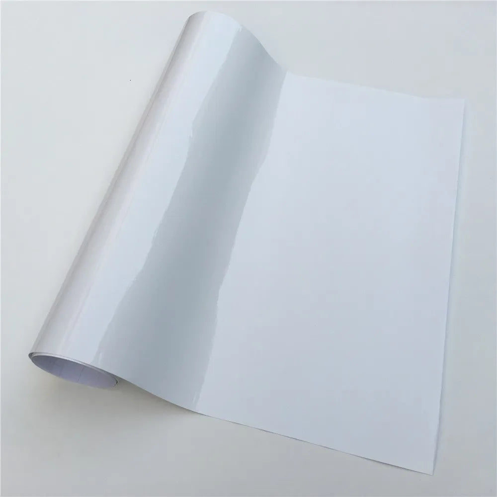 White Glossy Vinyl Wrap Film Bubble Free Car Bike Phone Skin