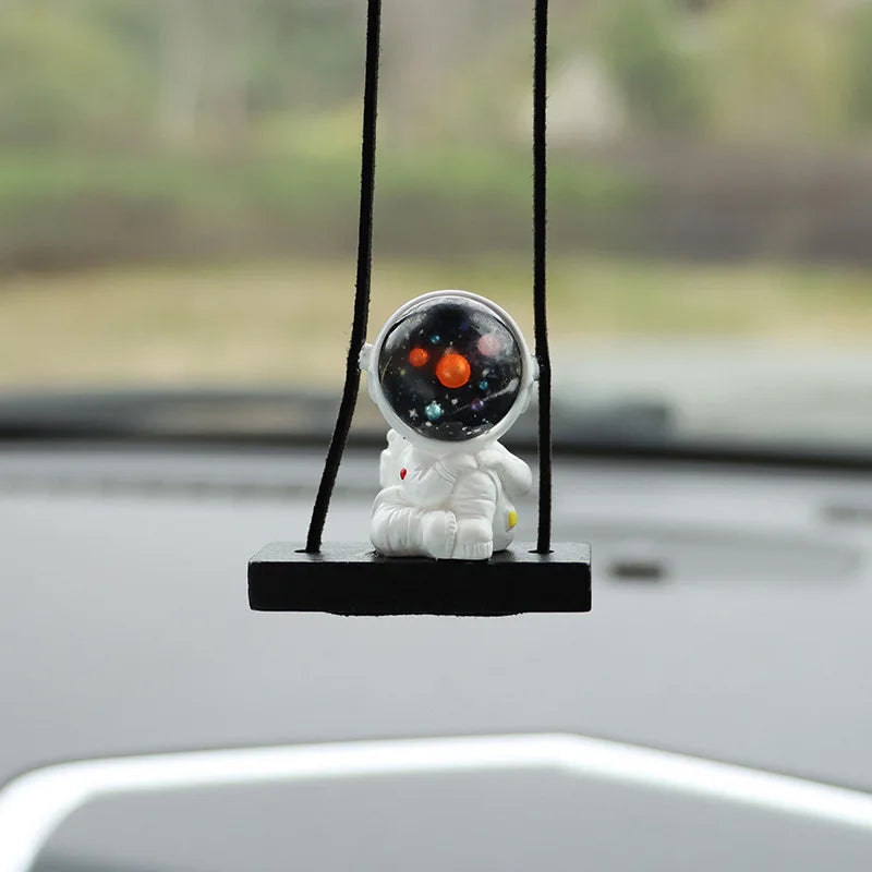 Funny Astronaut Cartoon Car Rearview Mirror Pendant lifestyle view