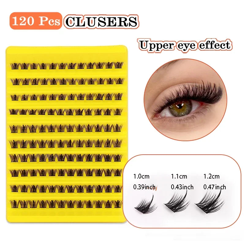 120 Pcs Eyelash Clusters | DIY Natural Wispy Lashes for Home Use close-up view