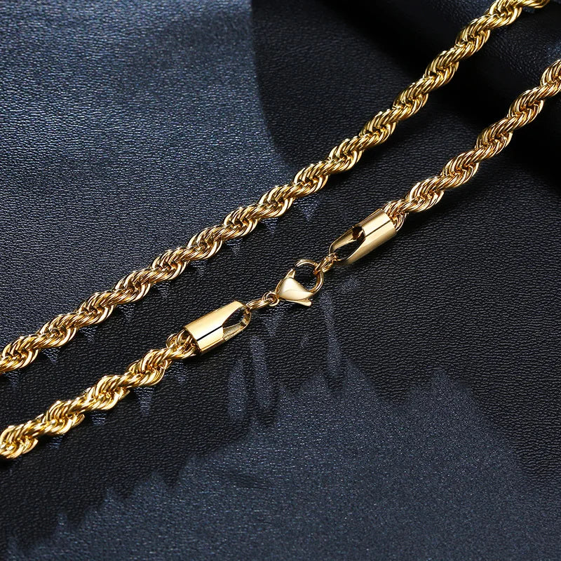 Vnox Dainty Gold Color Rope Chain Necklaces for Women Men,Chic Twisted Collar, Waterp lifestyle view