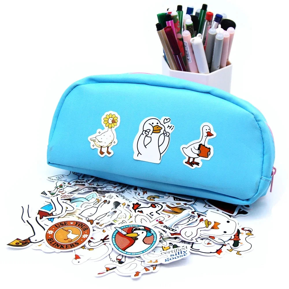 Kawaii Call Duck Stickers 10/50/100pcs | Cute Cartoon Decals for Kids DIY Laptop Scra lifestyle view