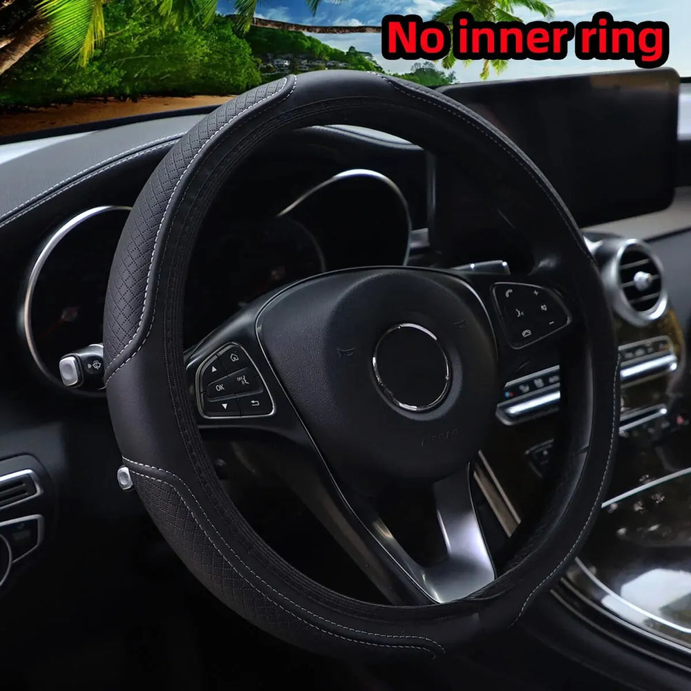 Artificial Leather Three-dimensional Embossed-car without Inner Ring Steering Wheel Co close-up view