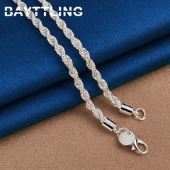 Charm 925 sterling silver Accessories Men 4MM 40-60cm 2PCS Rope Chain Necklace Bracelet detail view
