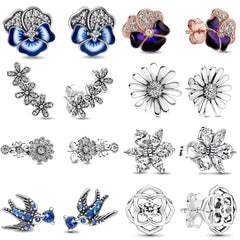 Hot Sell Double Hoop Swallow Sunflower Fit Original Charms Diy Fine Jewelry Gift For Women Accessori