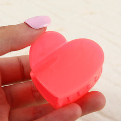 neon oragne heart basic hair claw clip