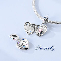 925 Sterling Silver Happy Family Charms Bead Zirconium Family Love Dangle Fit Origina alternate view