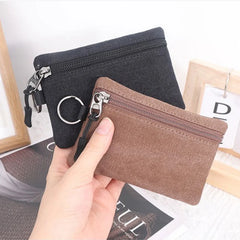 Canvas Mini Coin Wallet | Solid Color Zipper Key Bag alternate view