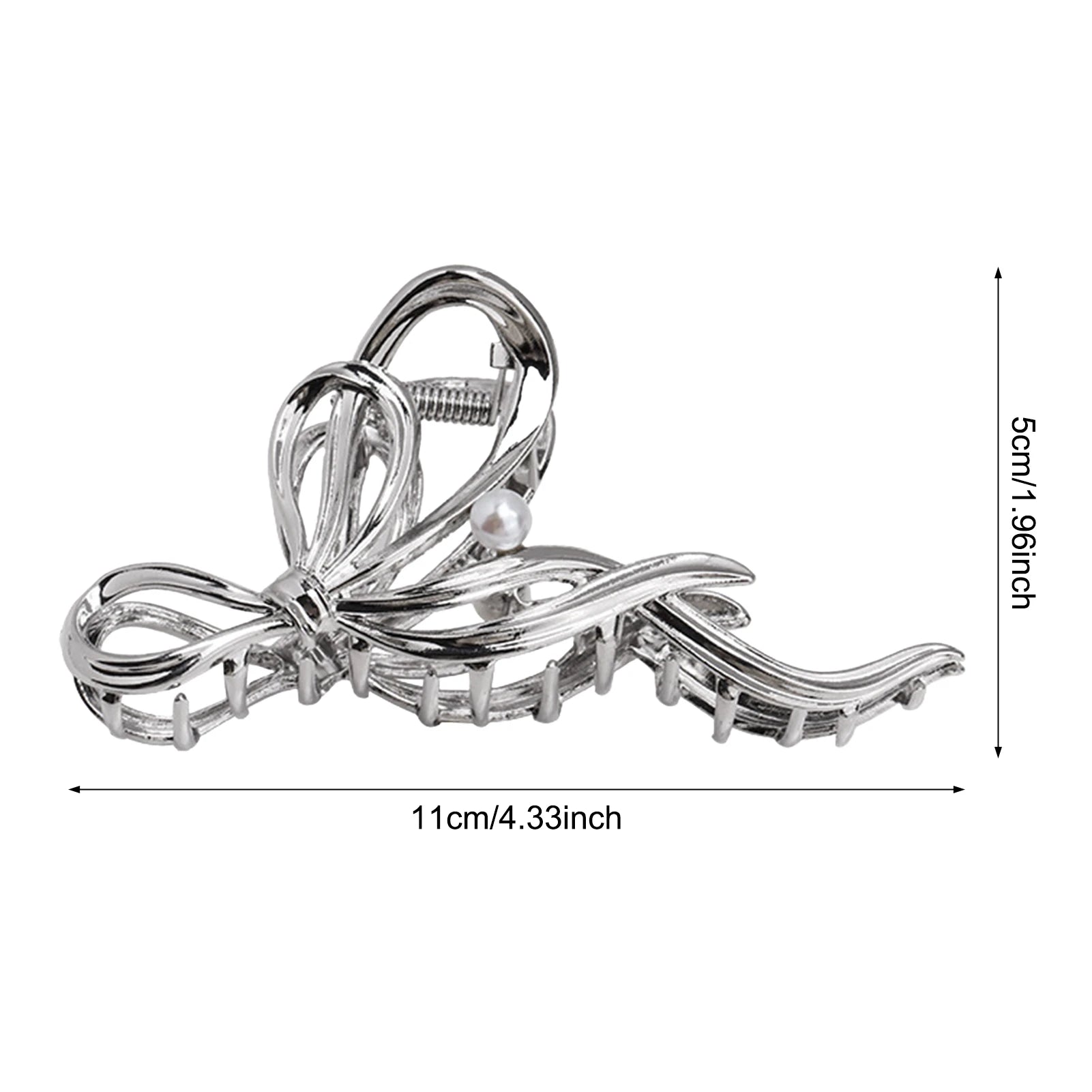 Bridal Hair Claw Clip Pearl Bow Ornament Wedding Party Accessory Elegant Metal Larg additional angle