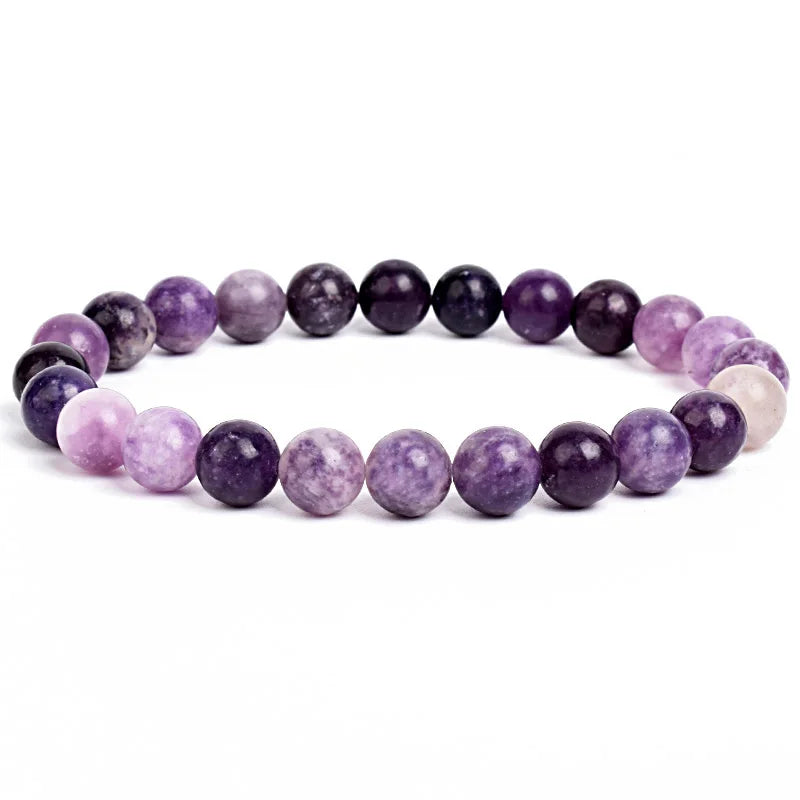 Natural Stone Beads Bracelet For Women Men Amethysts Crystal Quartzs Aquamarines Jade alternate view