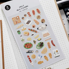 Korean Food Sticker Pack for Scrapbooking | Suatelier Street Food Art Stickers detail view