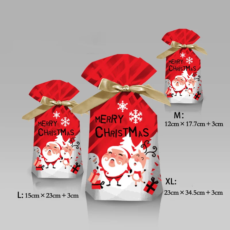Merry Christmas Candy Bag Santa Gift Bag Snowflake Drawstring Bag Christmas for 2022 alternate view