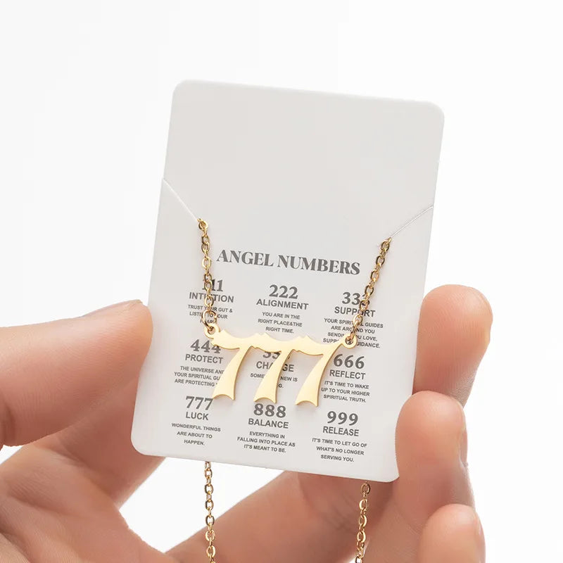 Stainless Steel Angel Number Lucky Numbers Necklaces 111 222 333 444 555 777 888 999 lifestyle view