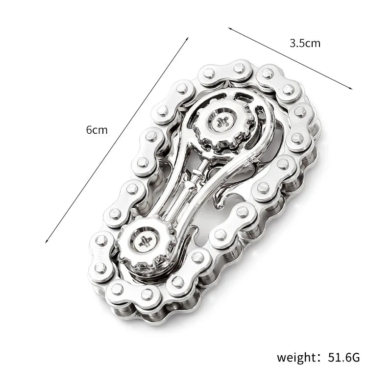 Sprockets Flywheel Fingertip Gyro Fidget Spinner | Metal Bike Chain EDC Stress Relief close-up view