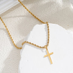New Stainless Steel Cross Pendant Necklace for Men Women Minimalist Gold Color Jewelry M detail view