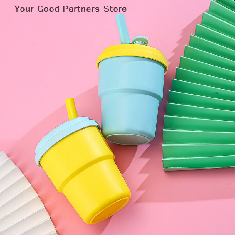 400ml Coffee Mug With Lid Straw Silicone Cold Juice Milk Tea Mug Leak-Proof Drinking lifestyle view
