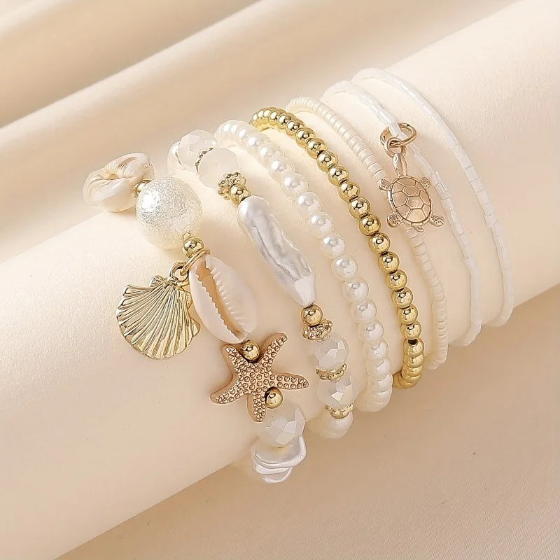 Bohemia Crystal Tassel Multicolor Beads Bracelet | Handmade Elastic Charm Wrap for additional angle