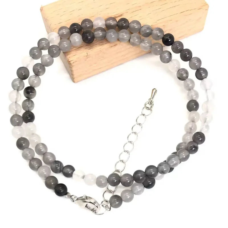 2025 Natural Stone Crystal Choker Necklace | 4mm Bohemian Adjustable Choker additional angle
