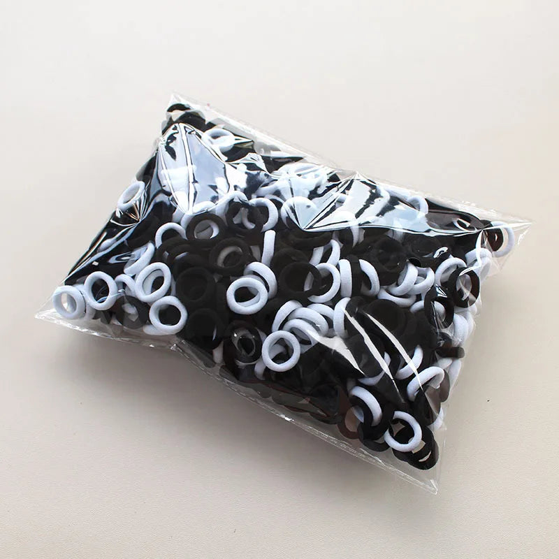 100/300/500Pcs Hair Bands for Children Colorful Nylon Scrunchie Hair Ties Rubber Band close-up view